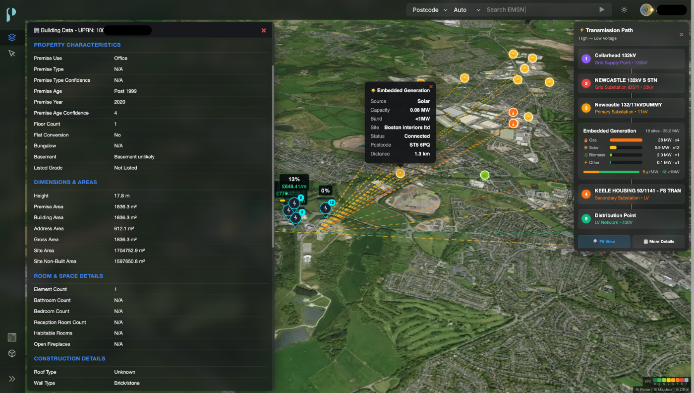 The Perse datasets, matched address by address to a single building record